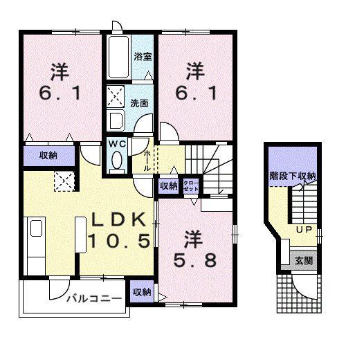 リビングフォレストK(3LDK/2階)の間取り写真