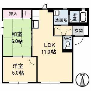 ヴィンテージ(2LDK/1階)の間取り写真