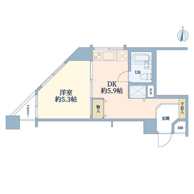 東急ドエルアルス長町南(1DK/2階)の間取り写真