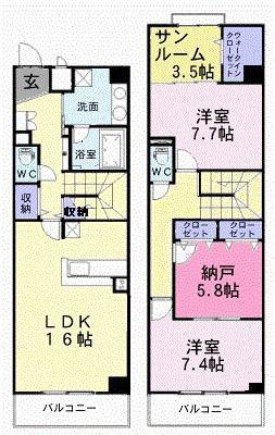 モアエクセル高石(3LDK/4階)の間取り写真