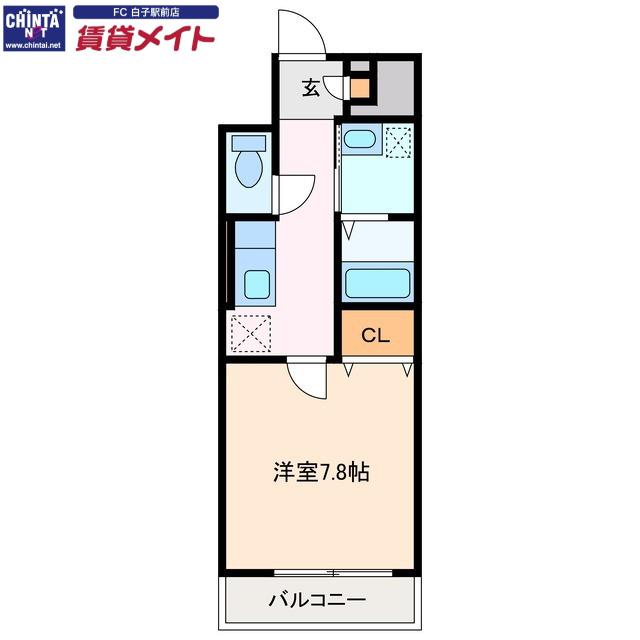 COCOON(1K/3階)の間取り写真