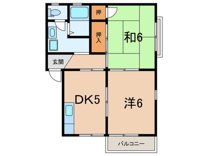 豊繁ハイツ(2DK/2階)の間取り写真