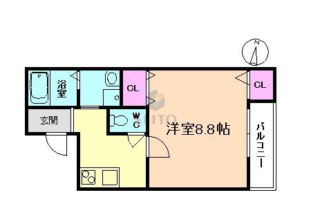 フジパレス十三北II番館(1K/1階)の間取り写真