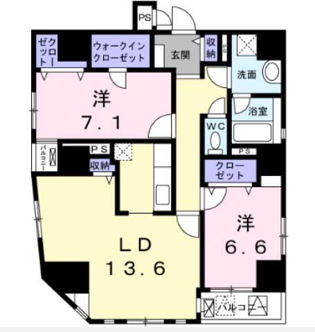 パラッツォコモド本橋(2LDK/5階)の間取り写真