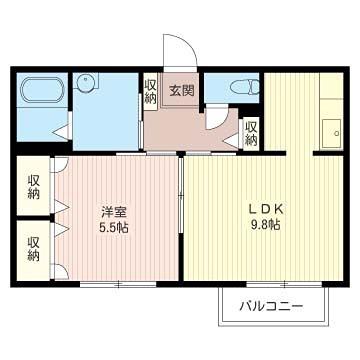 カーム末広A(1LDK/1階)の間取り写真