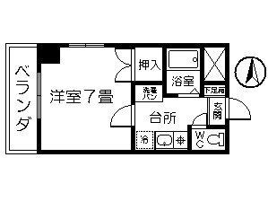 平之町イズミビル(1K/2階)の間取り写真