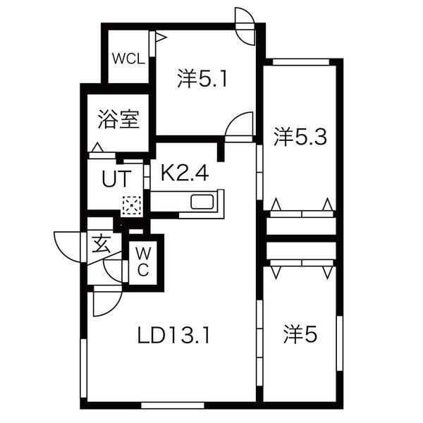 ALPHA山鼻(3LDK/2階)の間取り写真