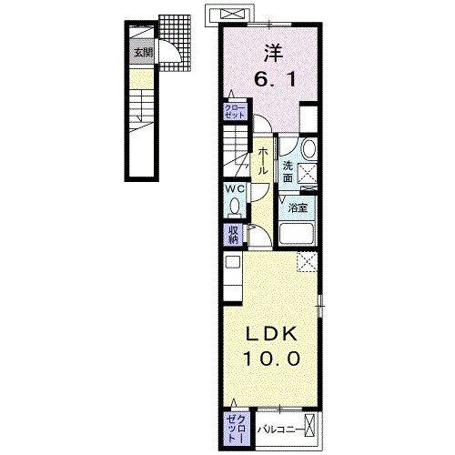 レジディア大町 S(1LDK/2階)の間取り写真