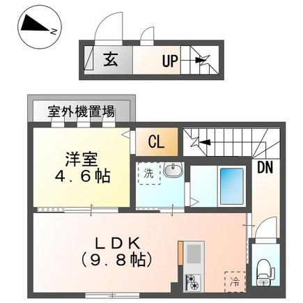 THE BASE 神明(1LDK/2階)の間取り写真