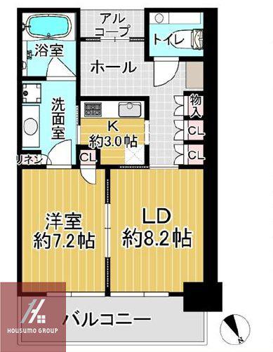 グラングリーン大阪 THE ノース RESIDENCE(1LDK/8階)の間取り写真