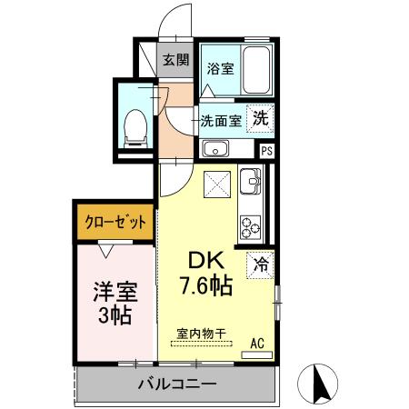 ルシアン(1DK/1階)の間取り写真