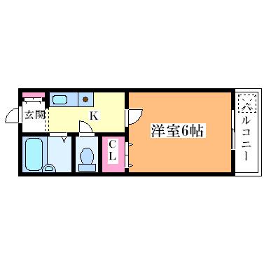 ハイツ知名(1K/2階)の間取り写真