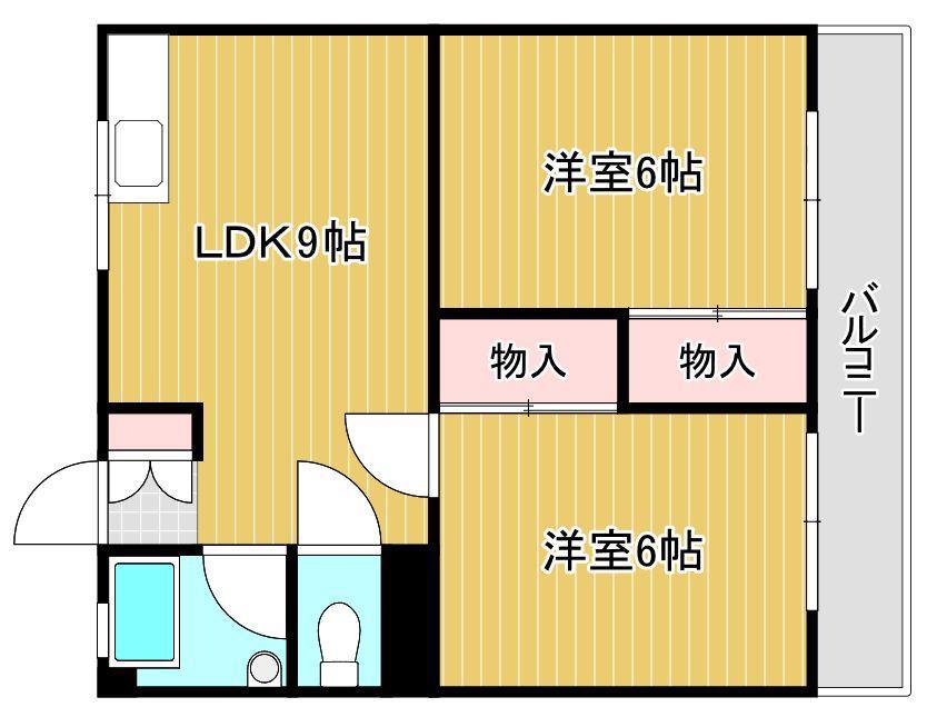 水田ビル(2LDK/3階)の間取り写真
