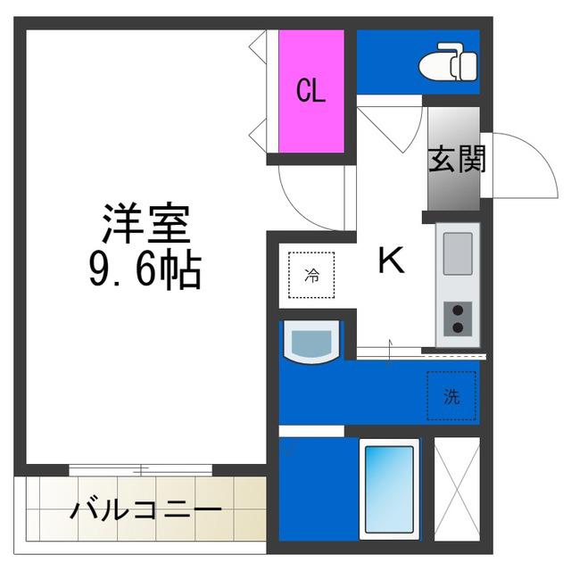 フジパレス西住之江V番館(1K/2階)の間取り写真