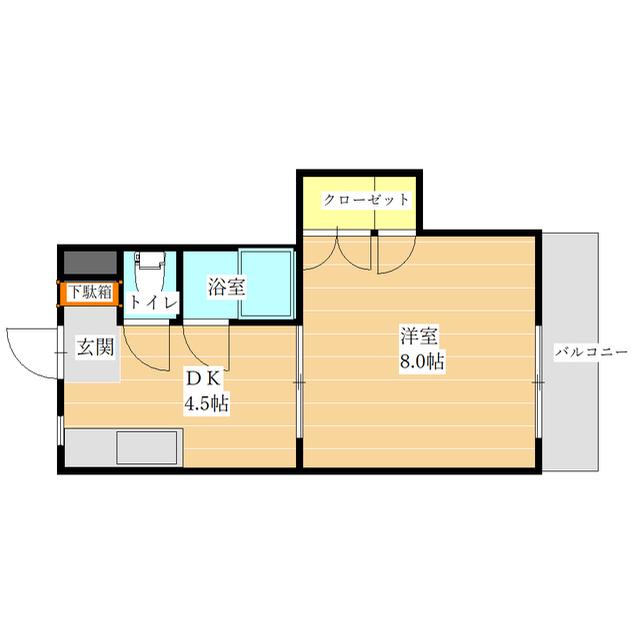 広永マンション(1DK/5階)の間取り写真