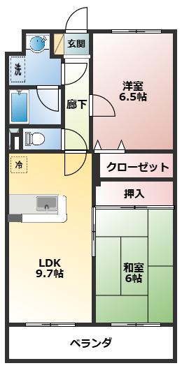 ローザ・ヴィヴァーチェ(2LDK/3階)の間取り写真
