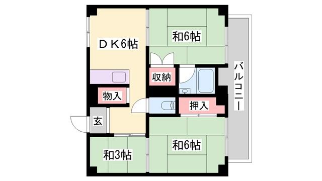 ビレッジハウス東二見(3DK/4階)の間取り写真