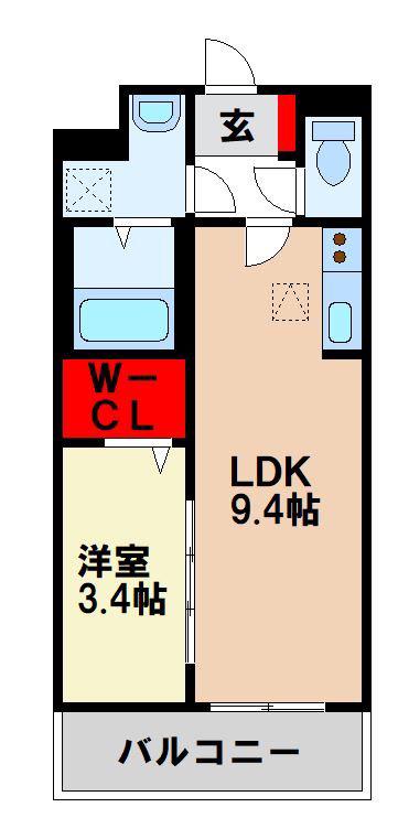 MOMO(1LDK/3階)の間取り写真