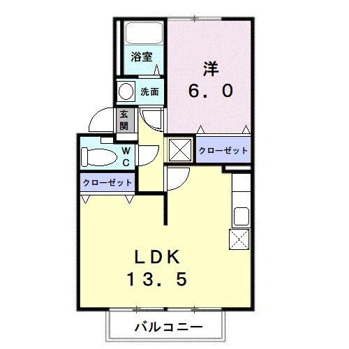 プレジールメルシー(1LDK/2階)の間取り写真