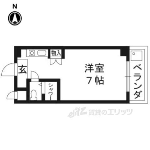 ウエストコート1(1K/4階)の間取り写真