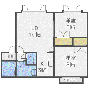 サンビアド(2LDK/2階)の間取り写真