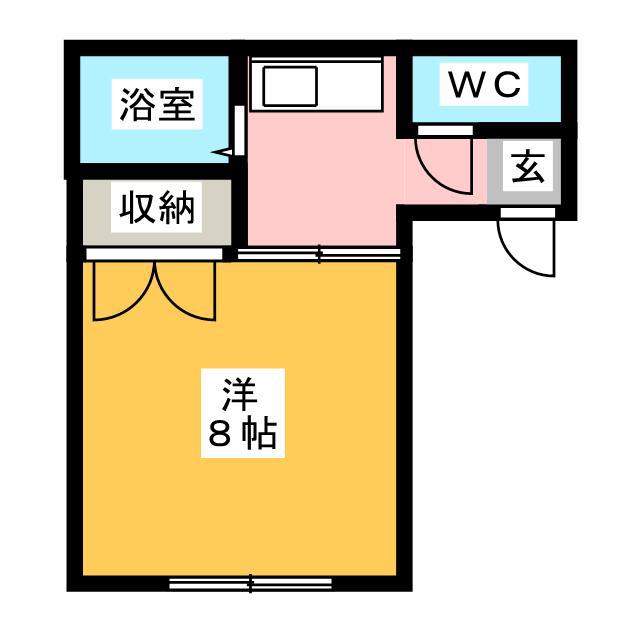 ドミール西高(1K/2階)の間取り写真