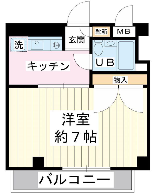 ポートフラッツ(1K/4階)の間取り写真