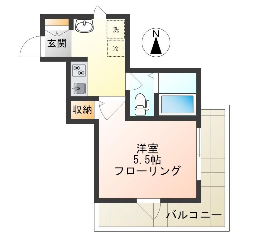 ラフィーネタカ(1K/3階)の間取り写真