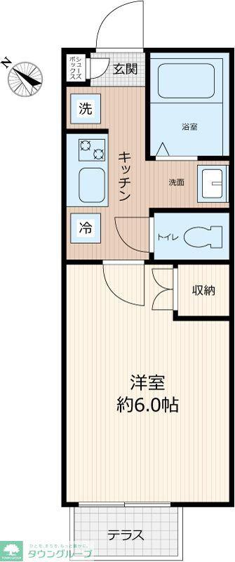パステールグラン八千代台(1K/2階)の間取り写真