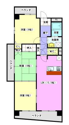 ヒルズ丸和(3LDK/8階)の間取り写真