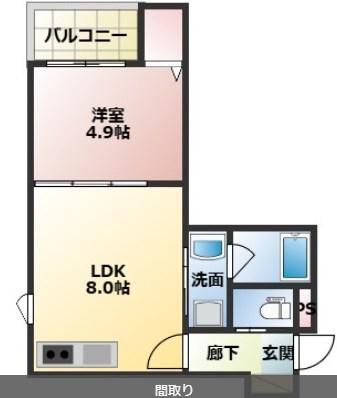 クリサンス(1LDK/3階)の間取り写真