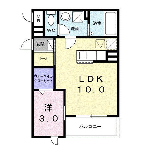 カーサ アヴァンツァーレ(1LDK/1階)の間取り写真