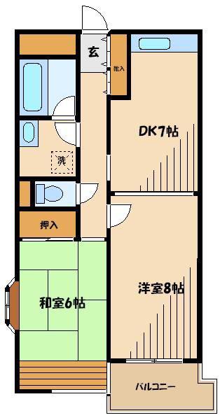 アイビーコート(2DK/1階)の間取り写真
