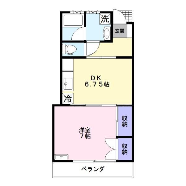 ハイムK(1DK/2階)の間取り写真