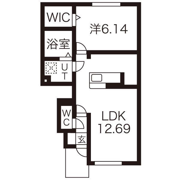 ウインドウII(1LDK/1階)の間取り写真