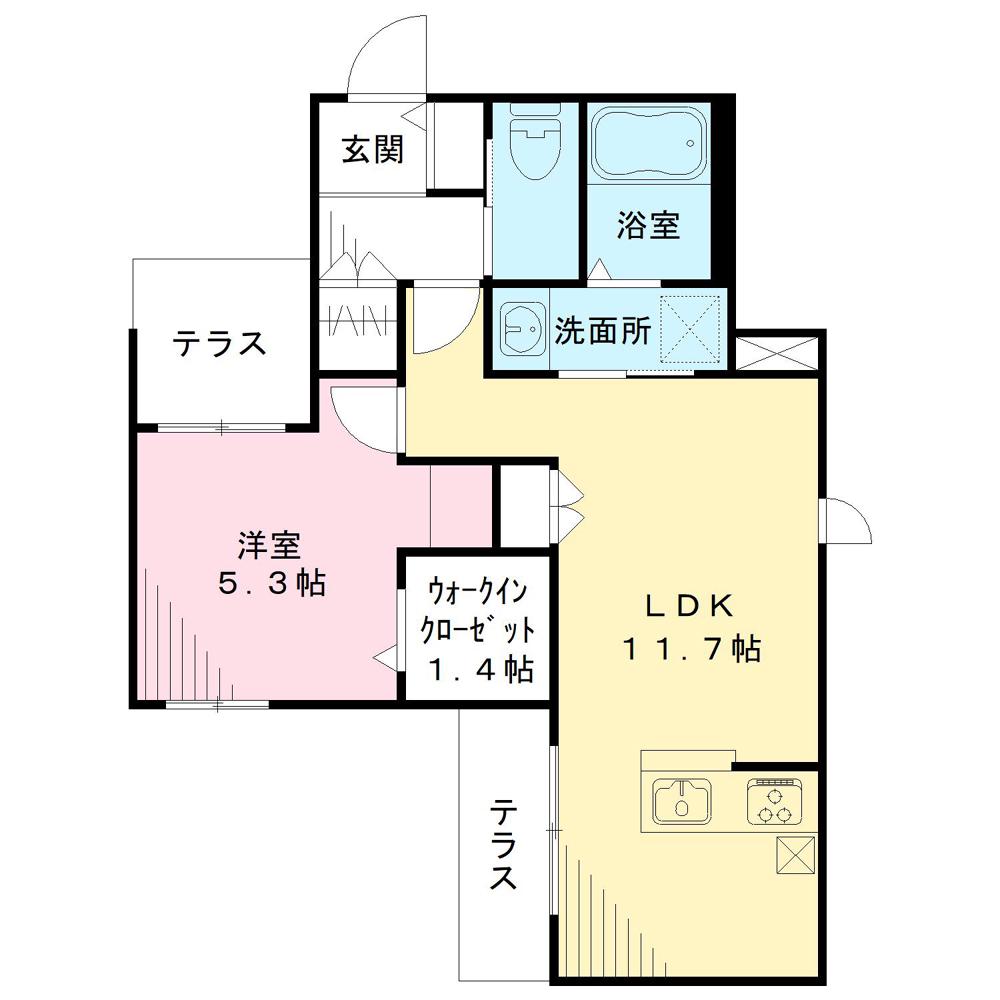 ベルフルール(1LDK/2階)の間取り写真