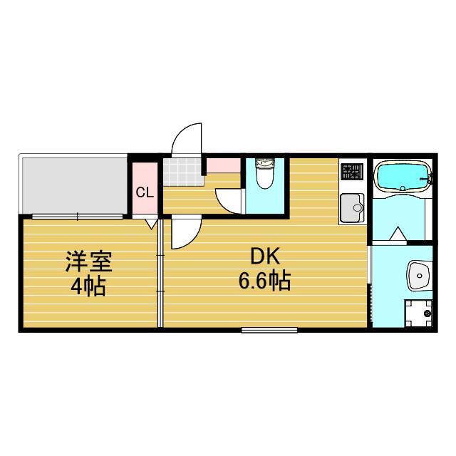 IRIS淡路(1DK/1階)の間取り写真
