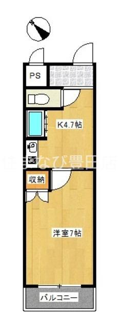 ヤング宮上(1K/3階)の間取り写真