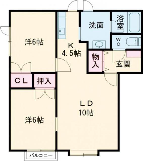 エミーナユーハイム(2LDK/2階)の間取り写真