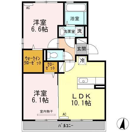 アビテボナール(2LDK/2階)の間取り写真