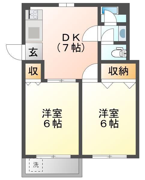 アパートメント麻布13(2DK/5階)の間取り写真