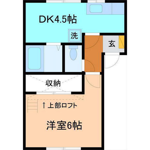 ウエストIII(1DK/1階)の間取り写真