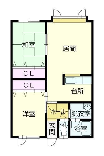 7・6マンション(2LDK/2階)の間取り写真