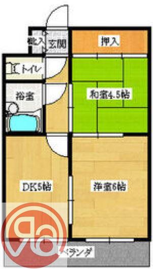 ブリリアンマンション(2DK/6階)の間取り写真