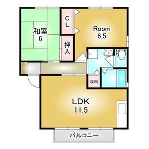 ハピエル福田(2LDK/2階)の間取り写真