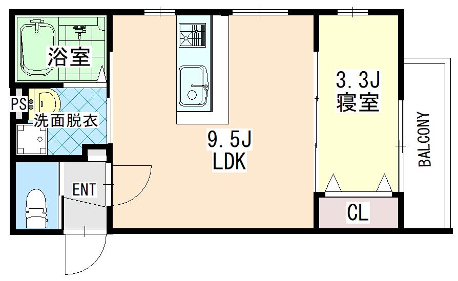 レーブ亀岡(1LDK/3階)の間取り写真