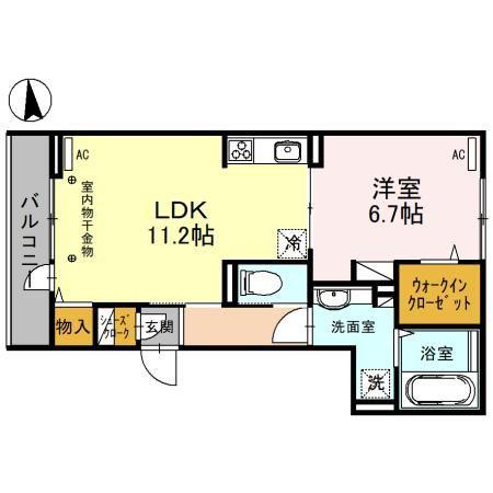 フェリーチェTAKASAKI(1LDK/2階)の間取り写真