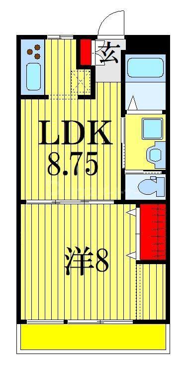 山手ハイツ(1LDK/1階)の間取り写真