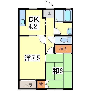 シャルマンシャトーB(2DK/2階)の間取り写真