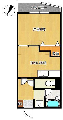AIX‐EN(1DK/2階)の間取り写真